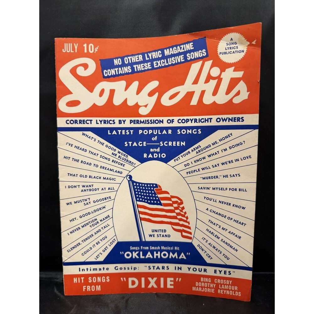 Vintage July 1943 Song Hits Magazine American Flag Issue United We Stand